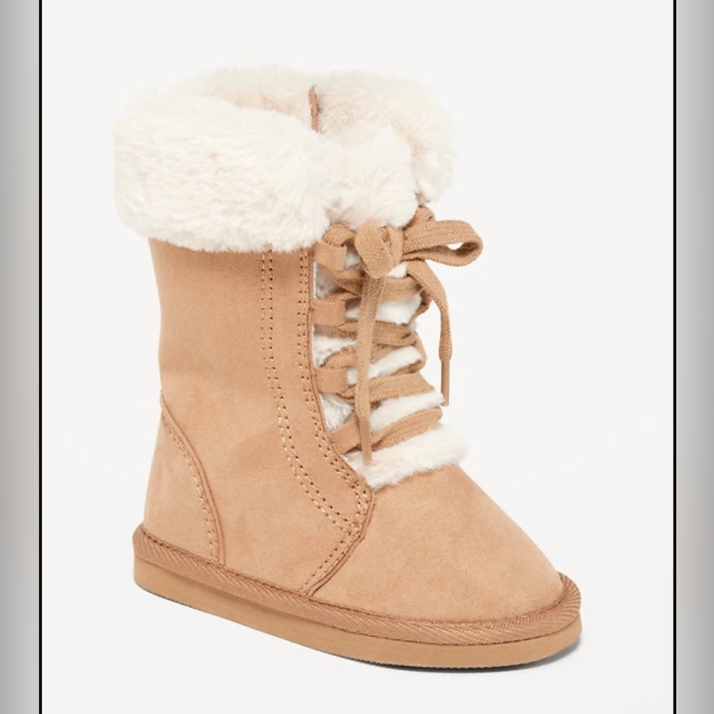 Unisex Cozy-Lined Faux-Suede Lace-Up Boots for Toddler sz 9